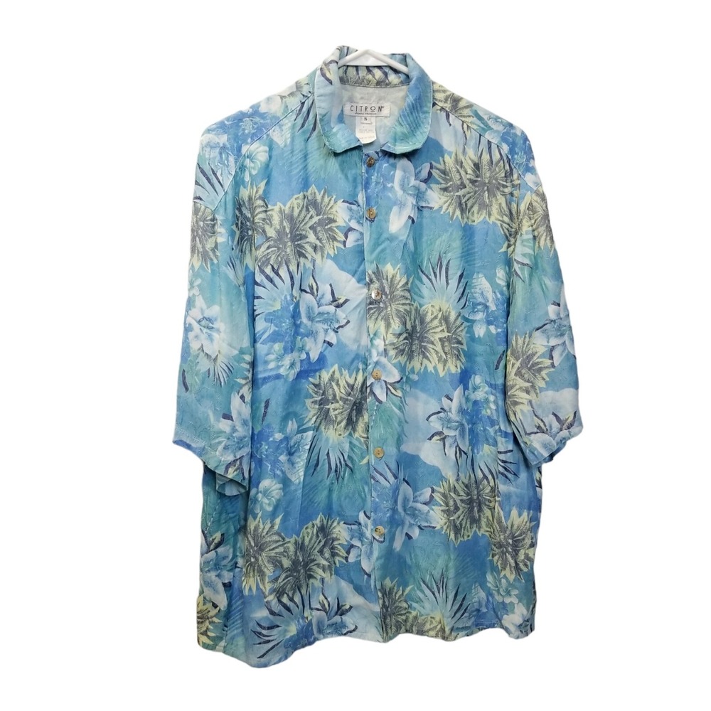Vintage Citron Santa Monica Camp Shirt Mens S Tropical Hawaiian Aloha Made USA